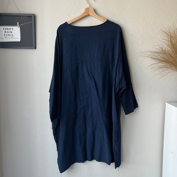 Black Crane Bud Dress Oversized Navy Blue Cotton Tee Dress Size M - Picture 7 of 9